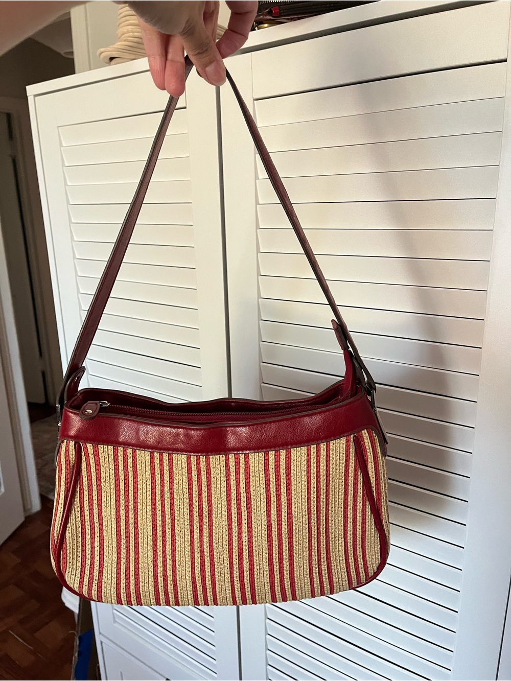 Vintage Y2K Liz & Co Shoulder Bag 90s Red Tan Boho New York Statement